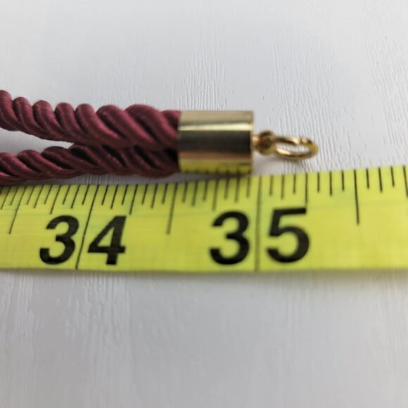 Dark Red Maroon Acrylic Bead Rope Cord Statement Necklace 35" Gold-Tone - Picture 11 of 12